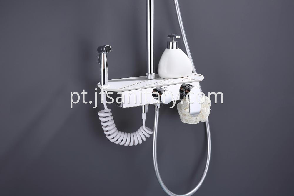 White Marble Shower Set With Sprayer